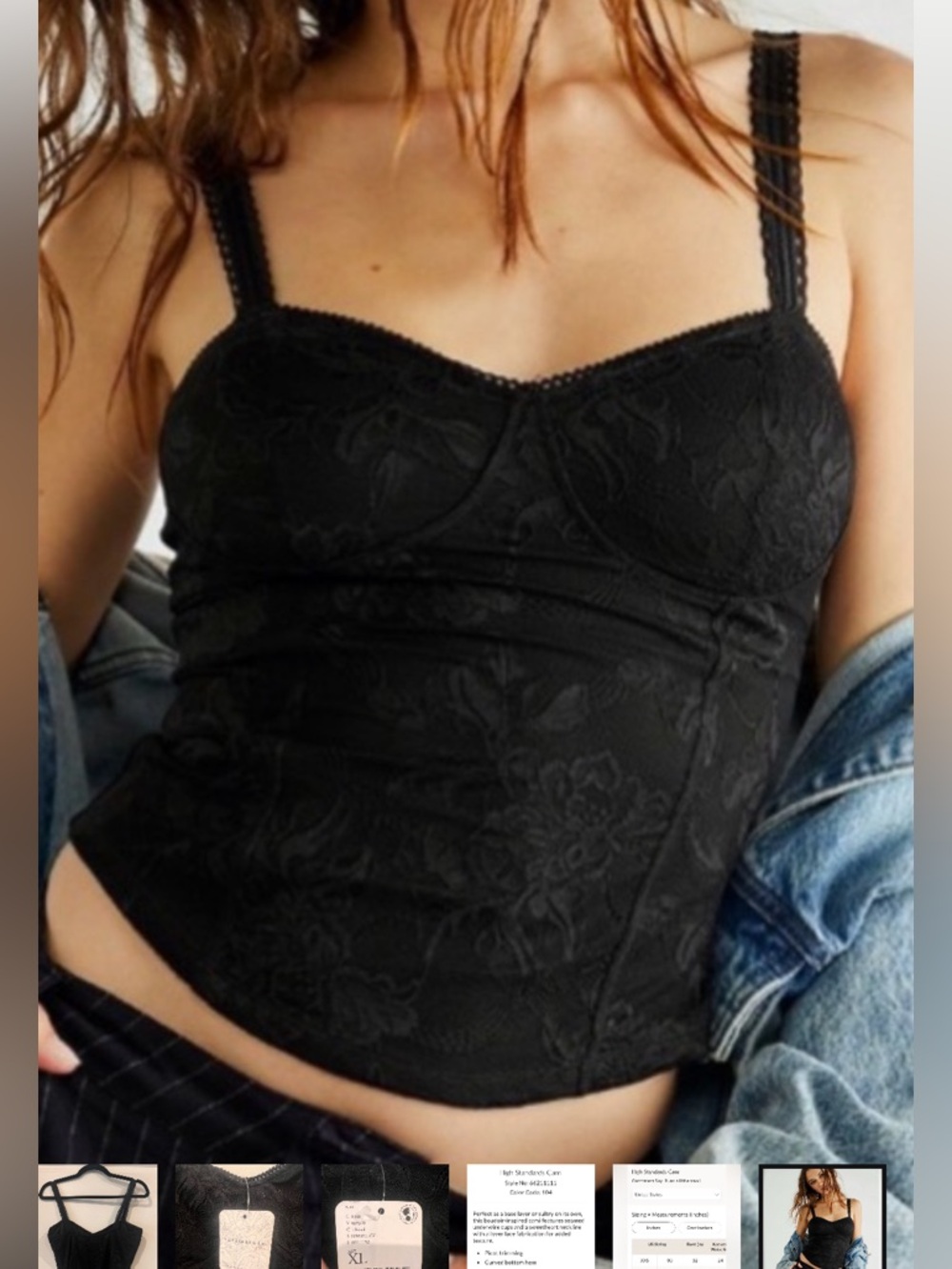 NWT Intimately by Free People “High Standards” Corset-style Cami - Black Lace
